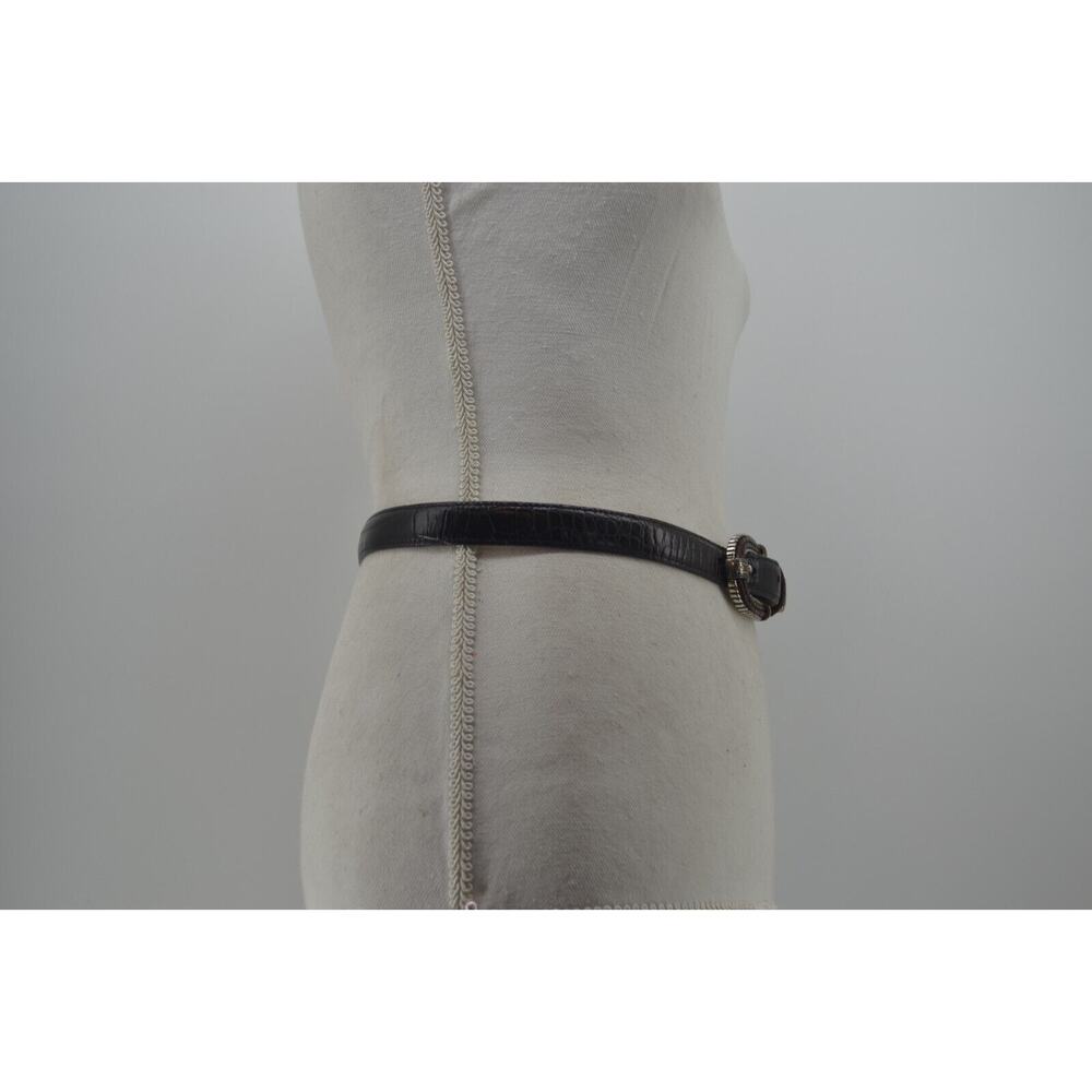 Brighton Croc Women Size 30 Belt Medium Embossed #40253 Black Leather Silver - Picture 9 of 10